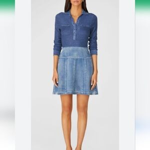 Shoshanna Blue Denim Knit Combo Mini Dress
